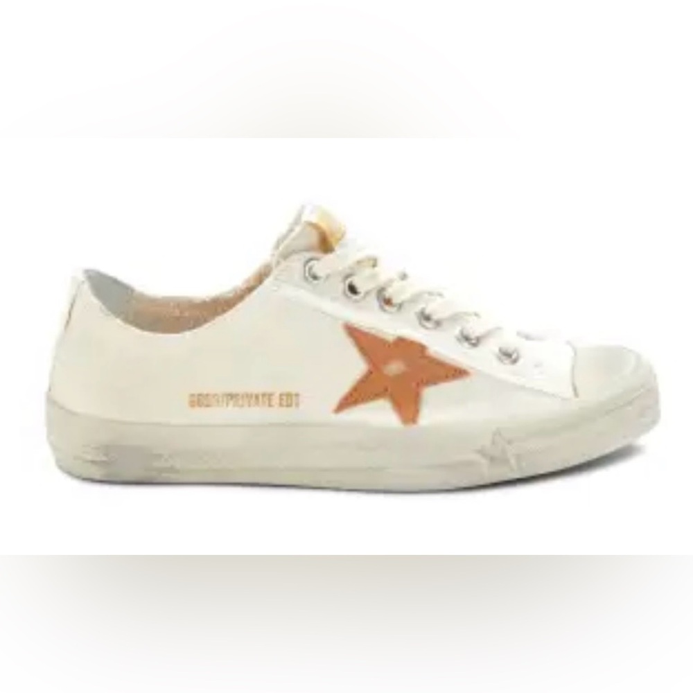 Golden Goose White and Tan VSTAR Sneakers